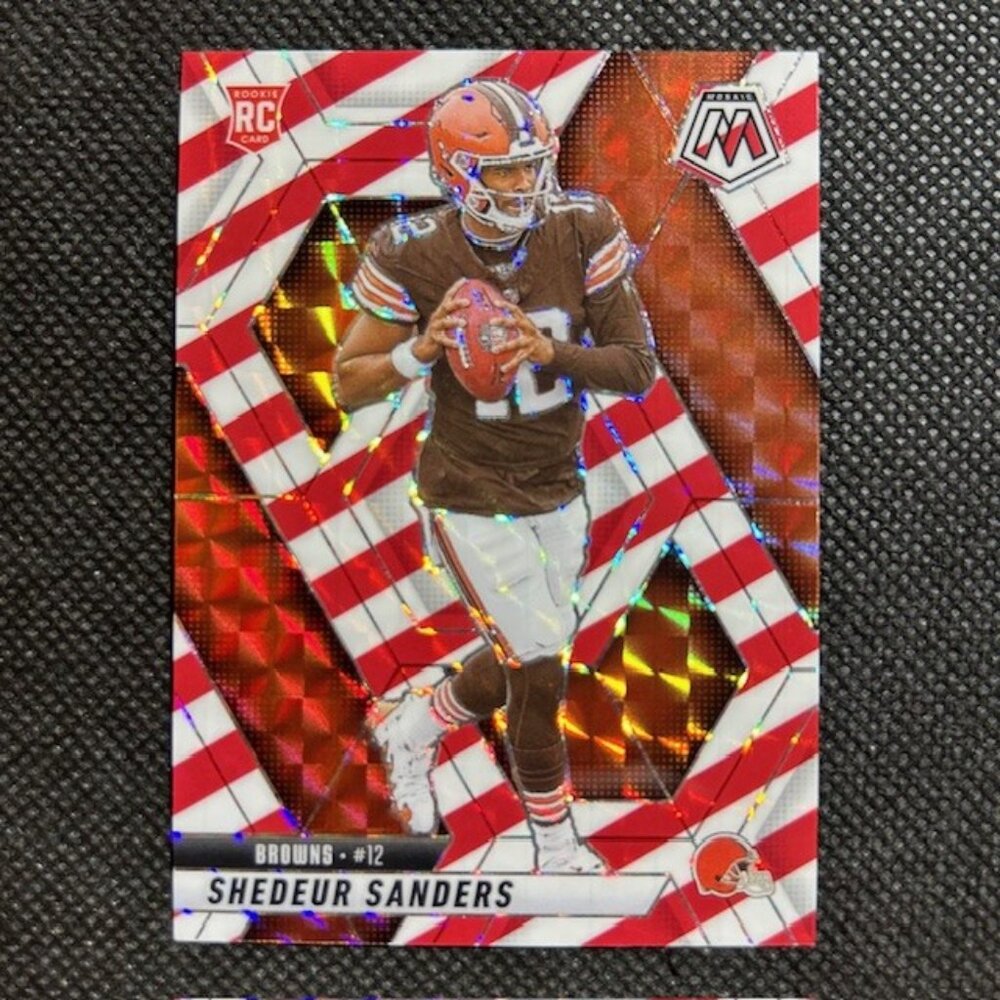 2025 Panini Mosaic SHEDEUR SANDERS (RC) ROOKIE Red & White Candy Cane - Browns